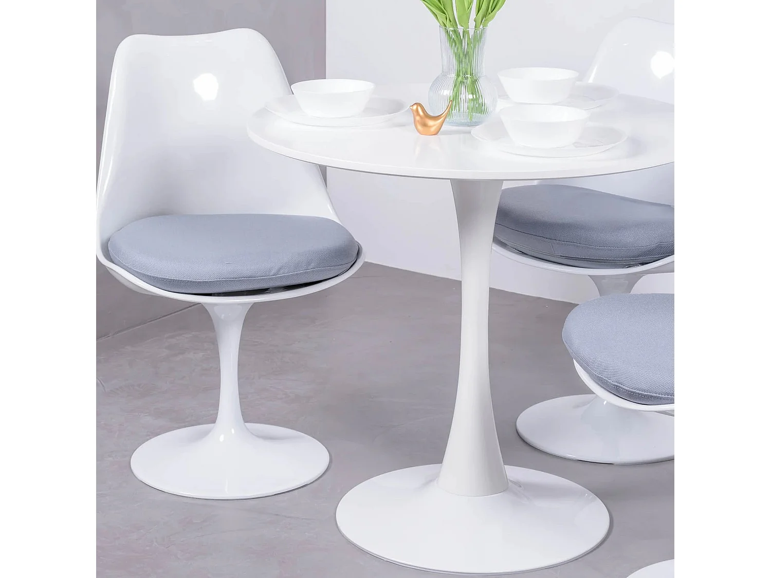 Tavolo da pranzo rotondo di design (80 cm) - Stratus - Bianco