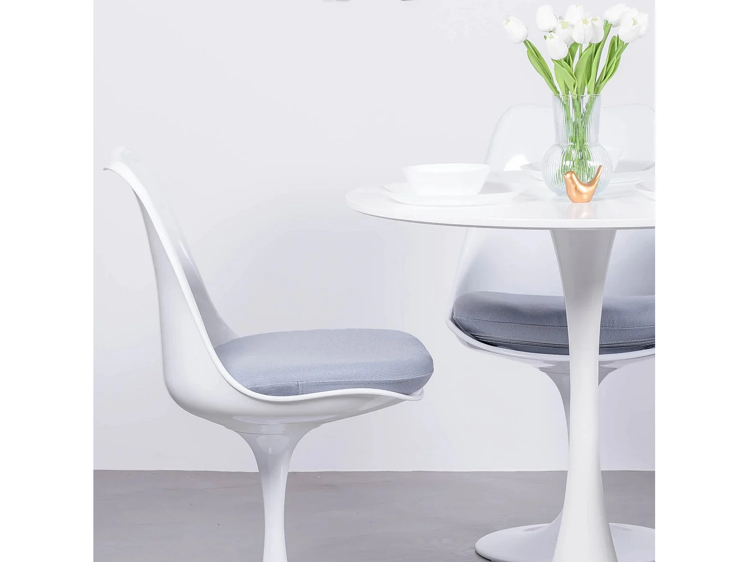 Tavolo da pranzo rotondo di design (80 cm) - Stratus - Bianco