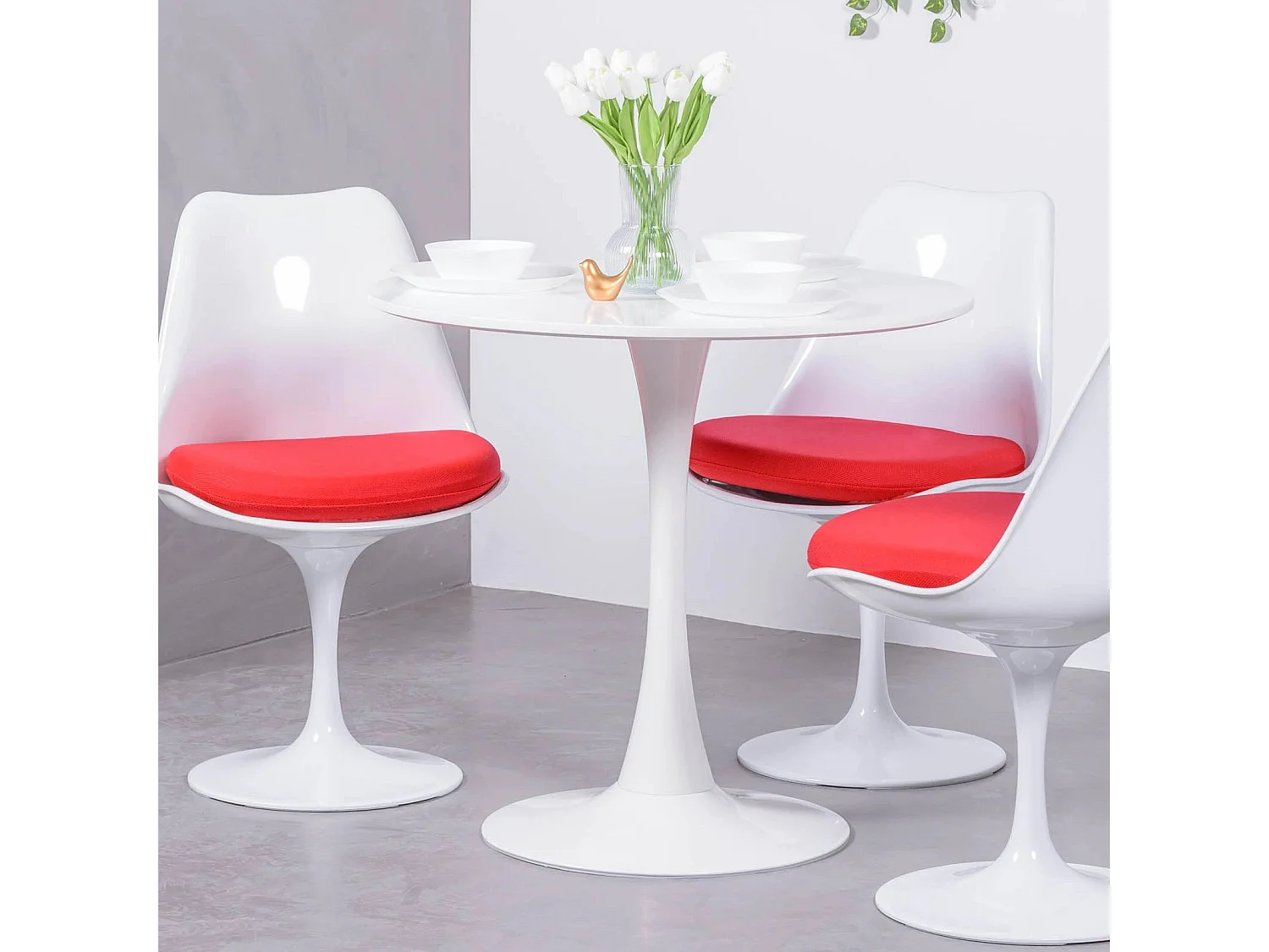 Tavolo da pranzo rotondo di design (80 cm) - Stratus - Bianco