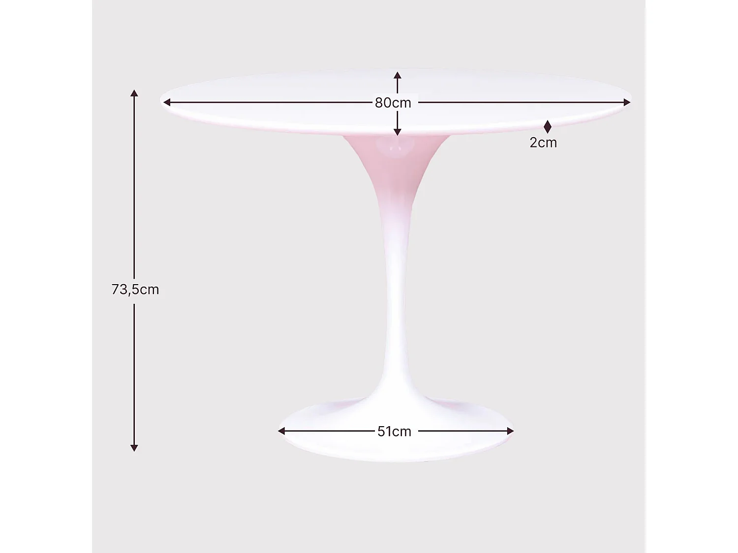Design ronde eettafel (80cm) - Stratus - Wit