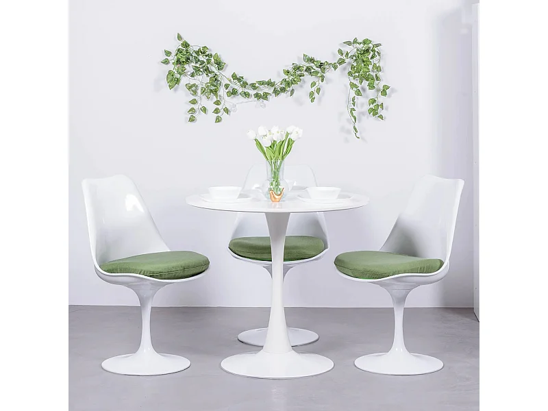 Table à manger ronde design (80cm) - Stratus - Blanc