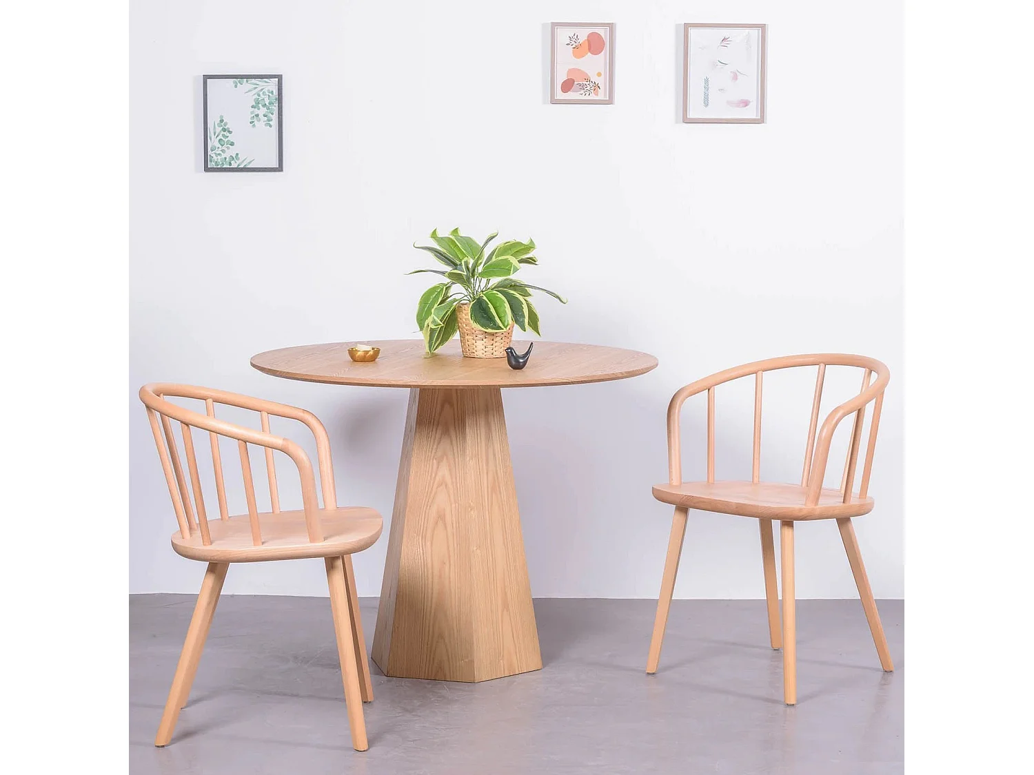 Table à manger avec piètement central en bois de frêne (100cm) - Nest - Frêne naturel