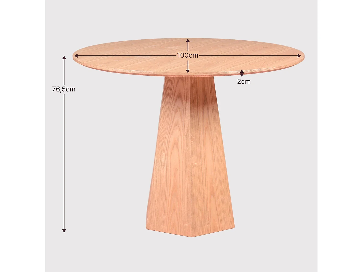 Table à manger avec piètement central en bois de frêne (100cm) - Nest - Frêne naturel
