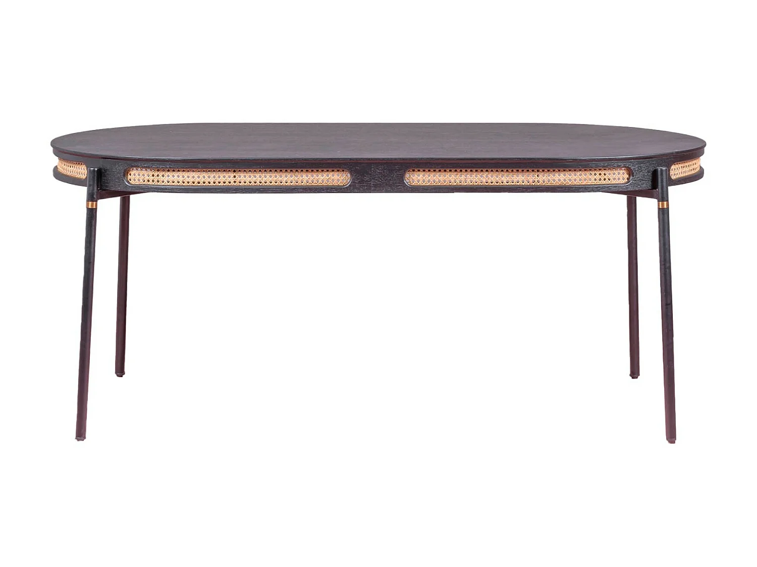 Retro-Esstisch mit natürlichen Rattandetails (180 x 90) - North - Schwarz