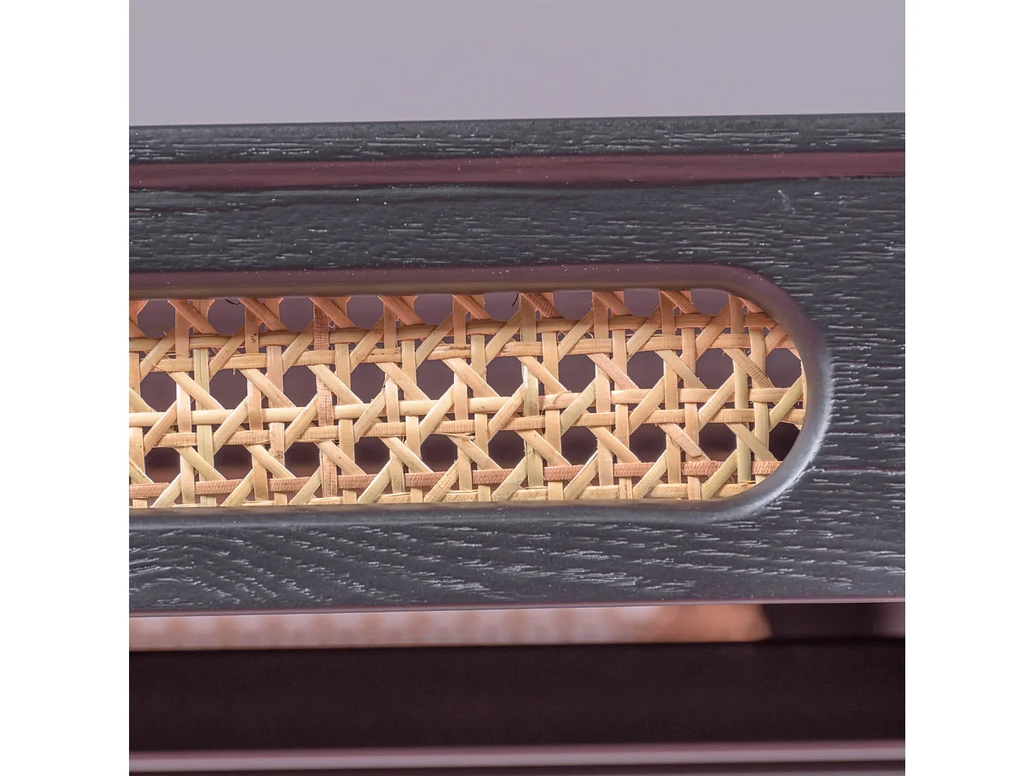 Retro-Esstisch mit natürlichen Rattandetails (180 x 90) - North - Schwarz