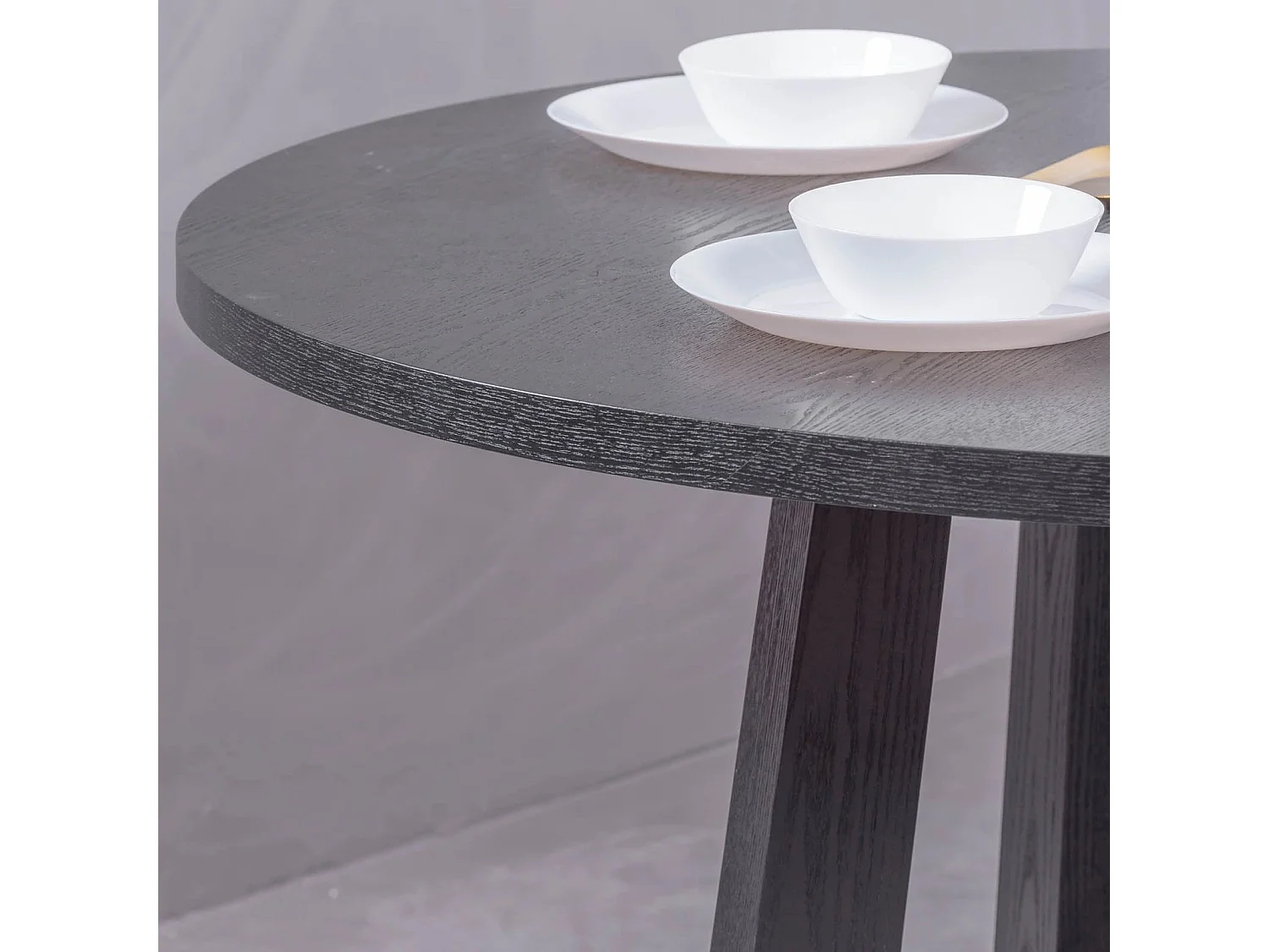 Ronde eettafel in naturel essen (115cm) - Soho - Zwart