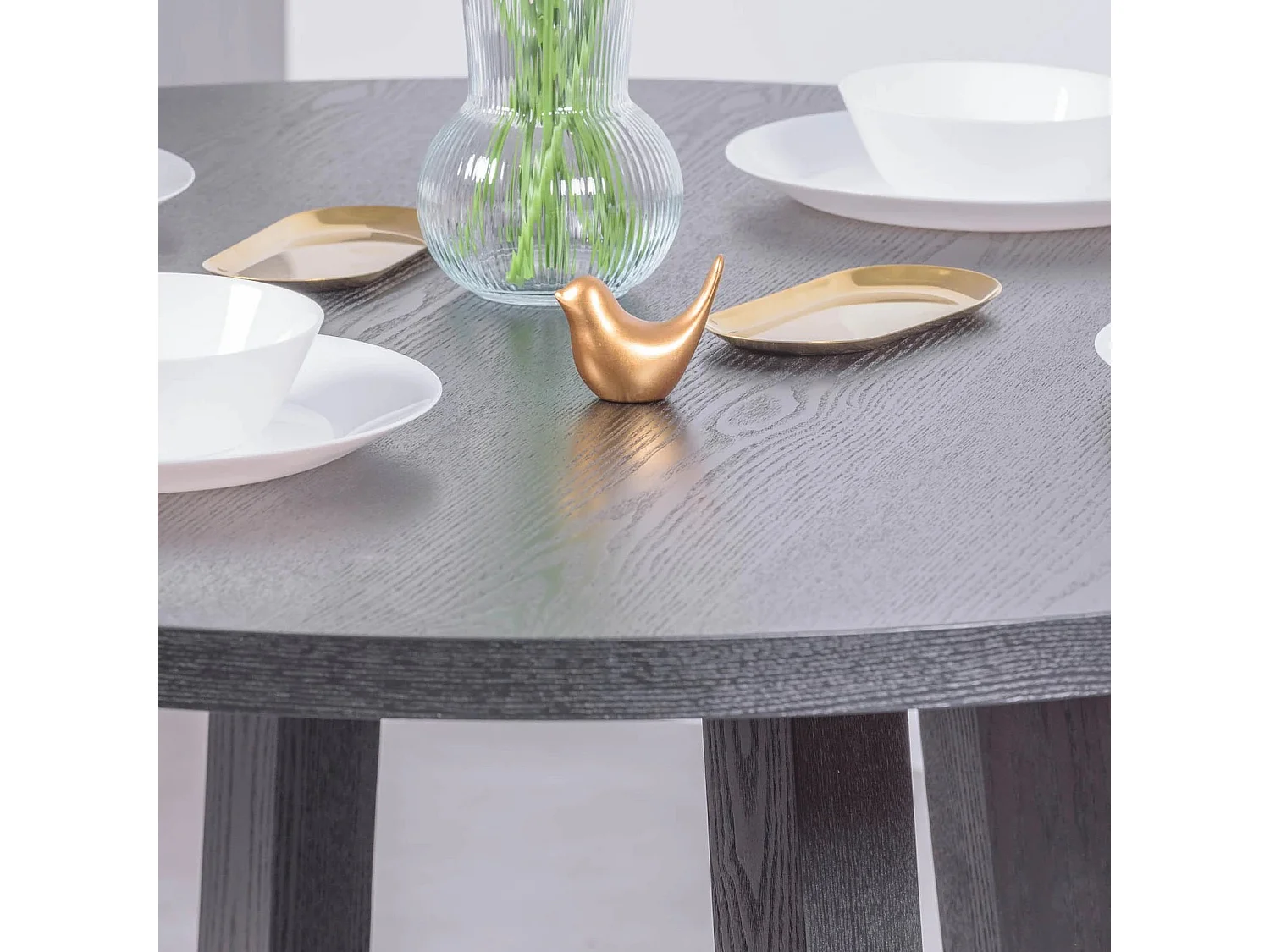 Ronde eettafel in naturel essen (115cm) - Soho - Zwart