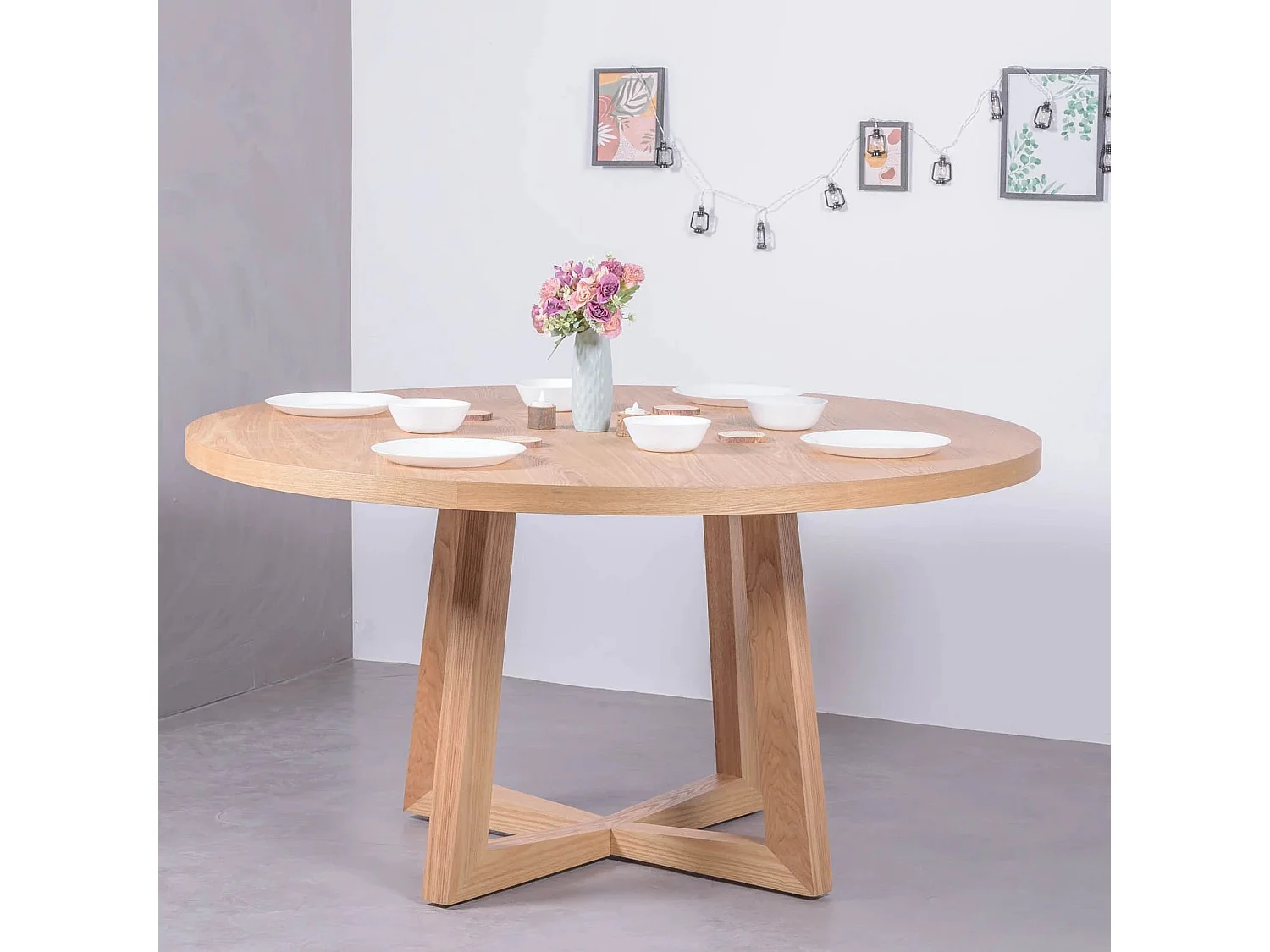 Mesa de comedor redonda en fresno natural (150cm) - Soho - Fresno Natural