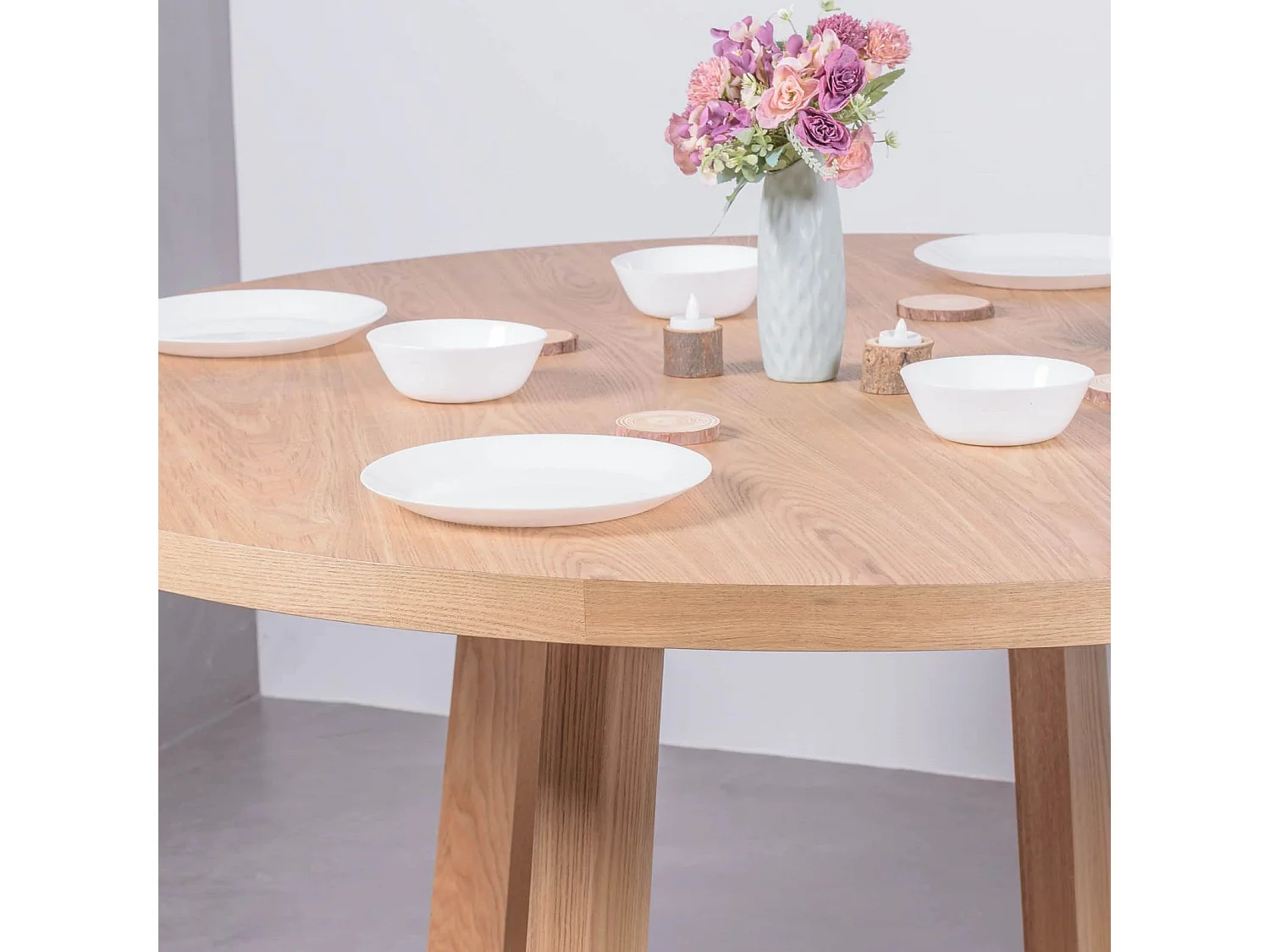 Mesa de comedor redonda en fresno natural (150cm) - Soho - Fresno Natural