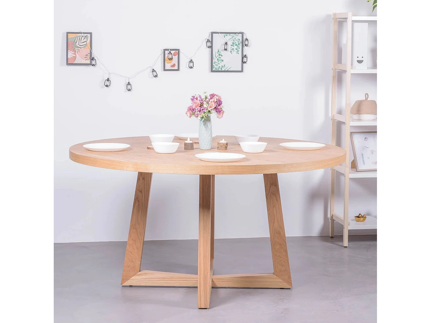 Mesa de comedor redonda en fresno natural (150cm) - Soho - Fresno Natural