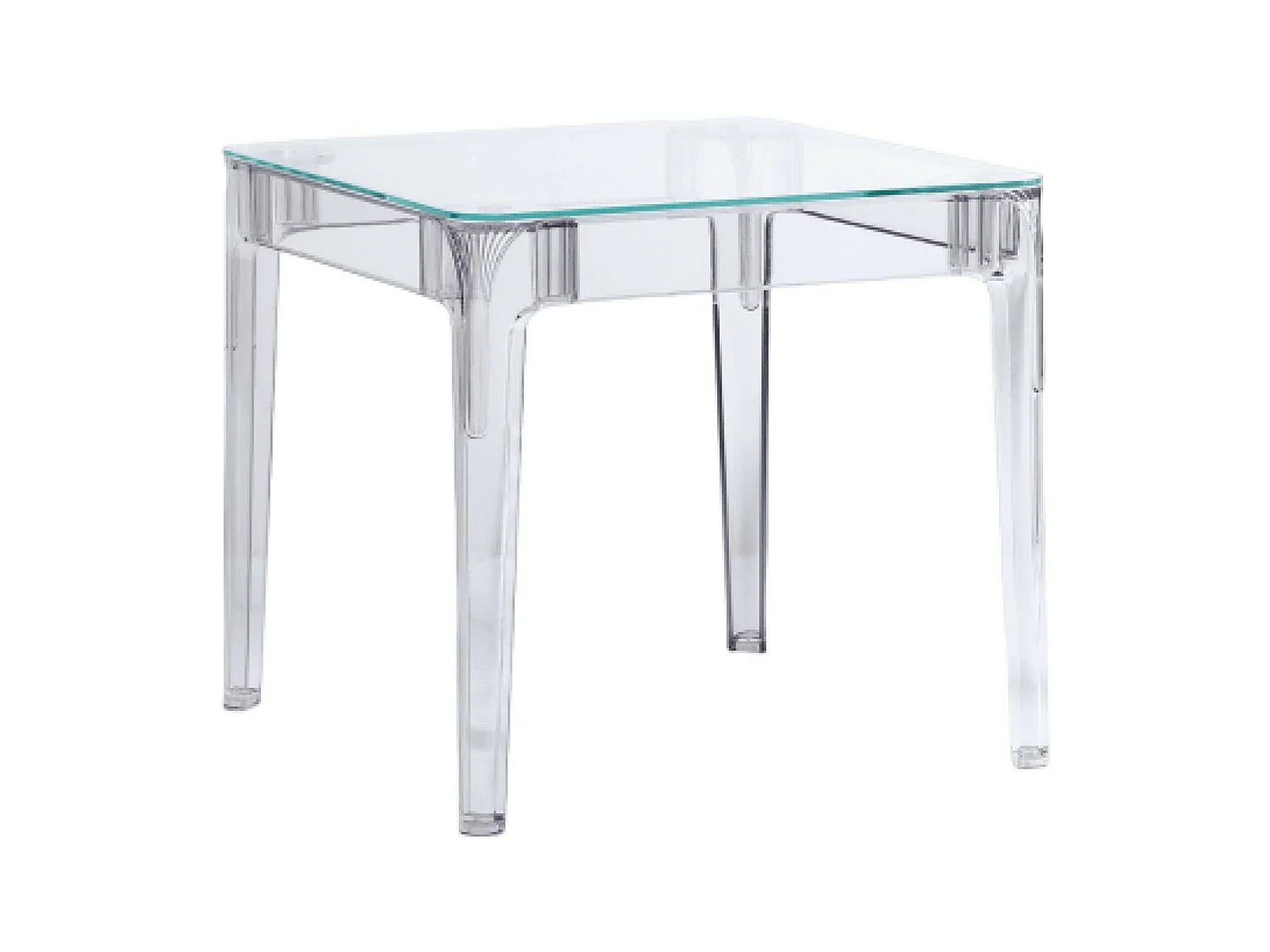 Table carrée en verre avec pieds transparents (80x80) - Ghost - Transparent