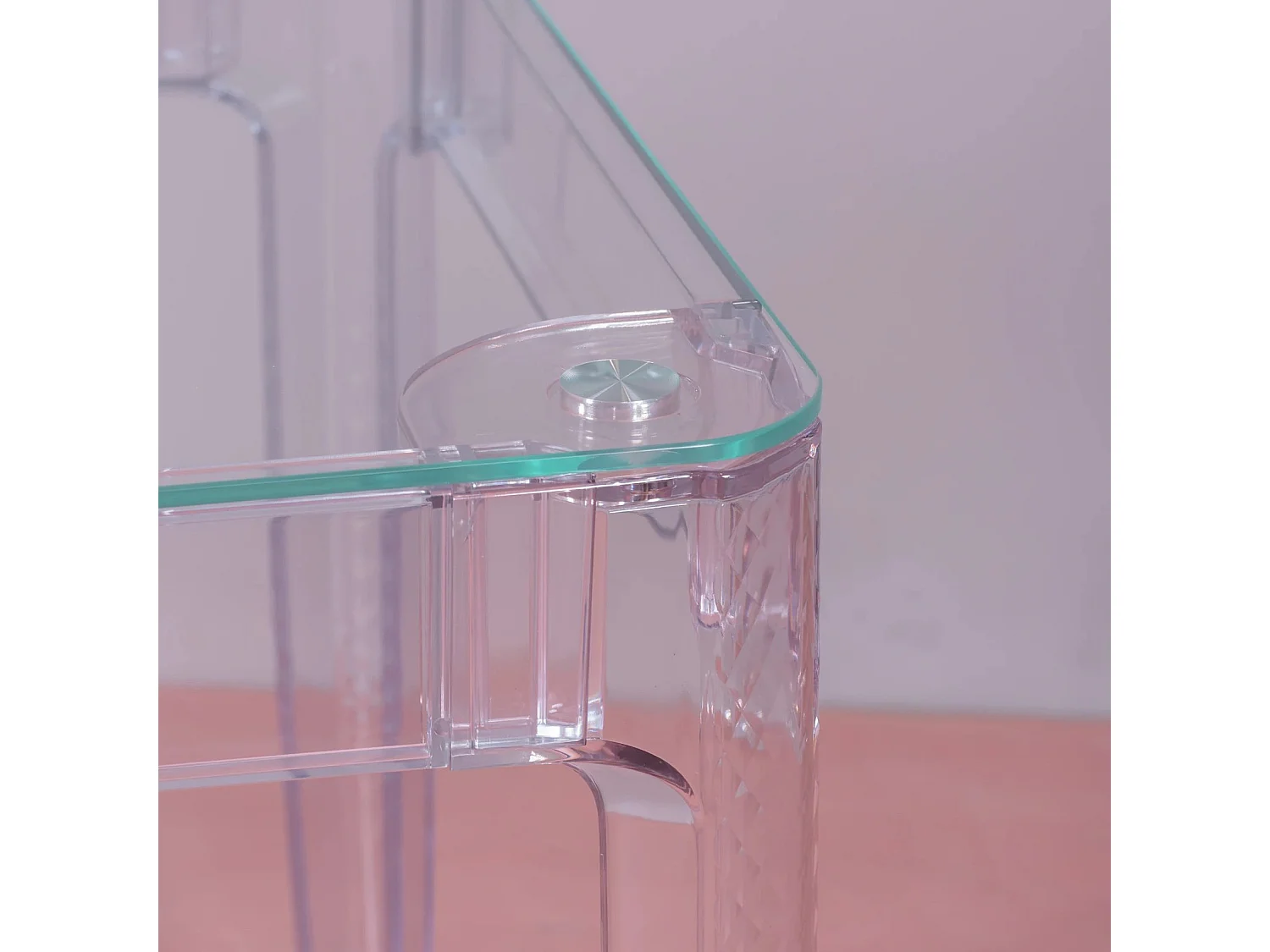 Table carrée en verre avec pieds transparents (80x80) - Ghost - Transparent