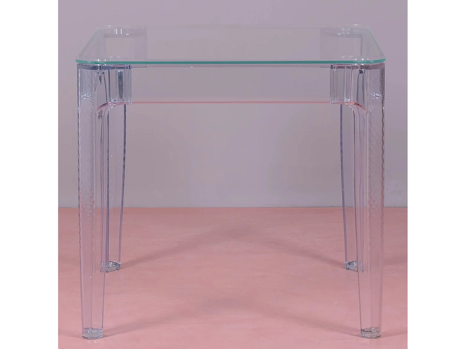 Table carrée en verre avec pieds transparents (80x80) - Ghost - Transparent