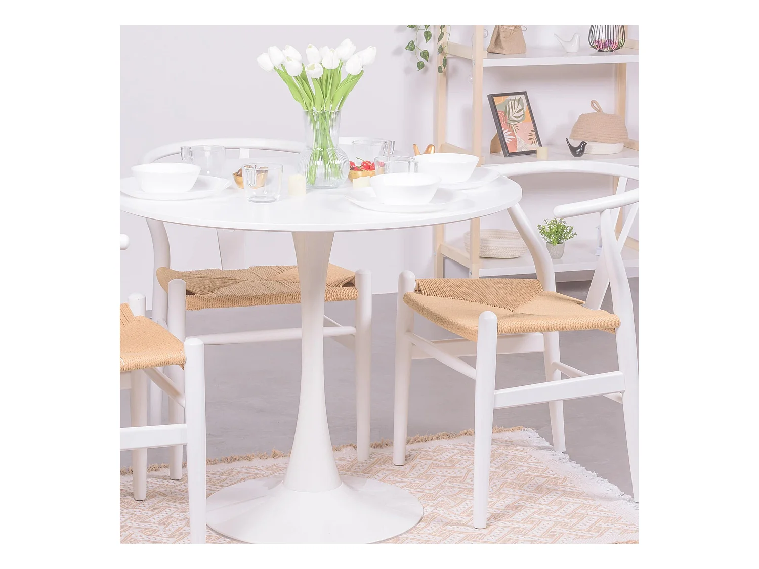 Design ronde eettafel (90cm) - Stratus - Wit