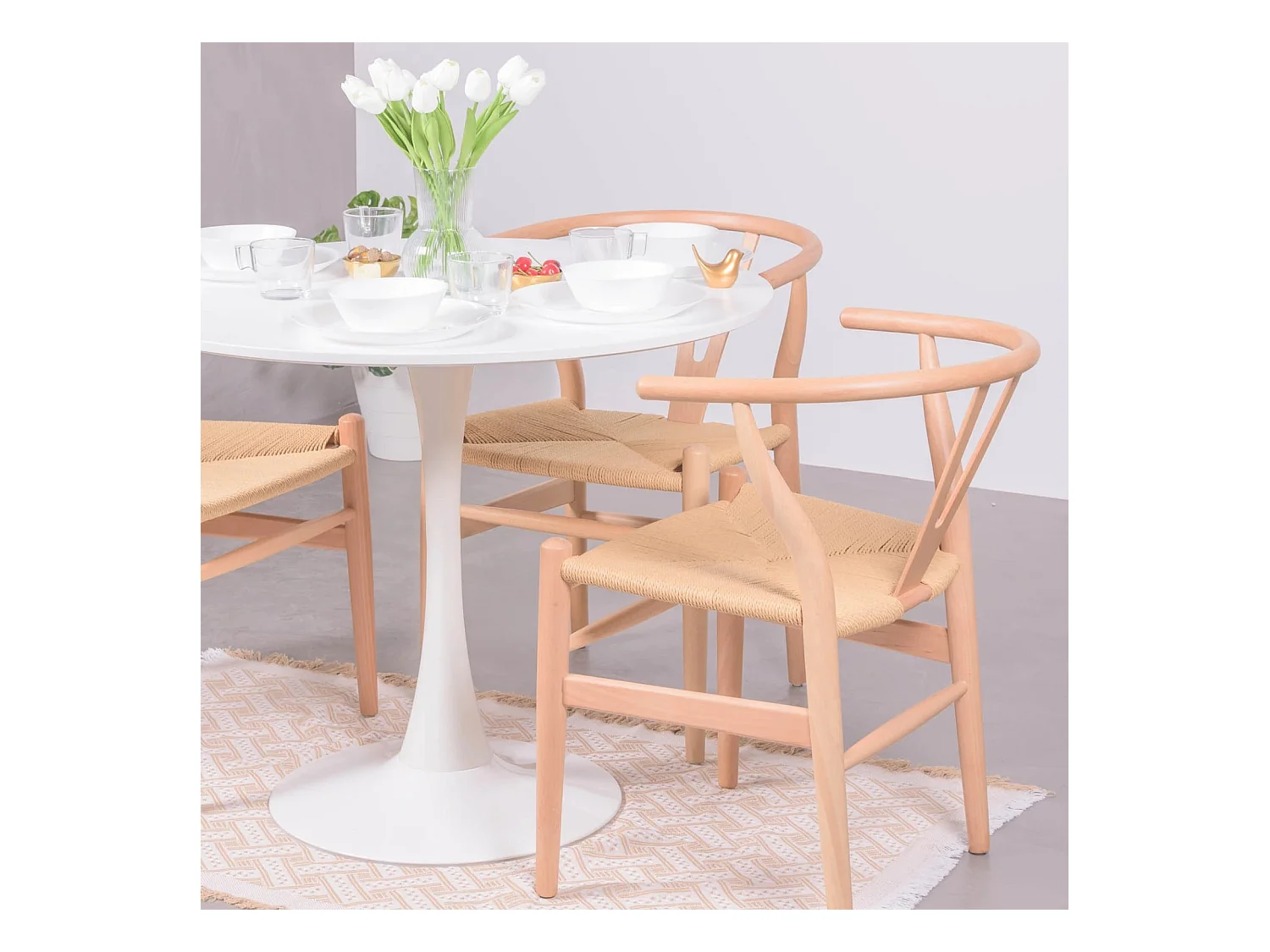 Design ronde eettafel (90cm) - Stratus - Wit