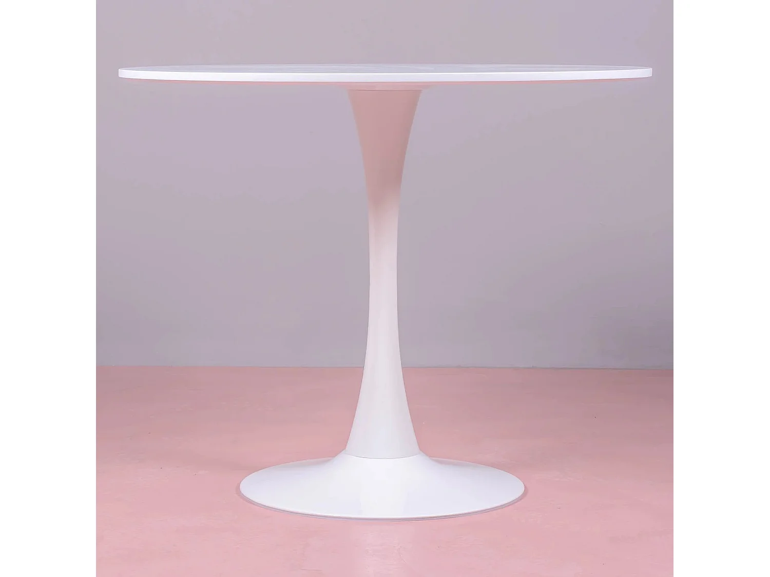 Table à manger ronde design (90cm) - Stratus - Blanc