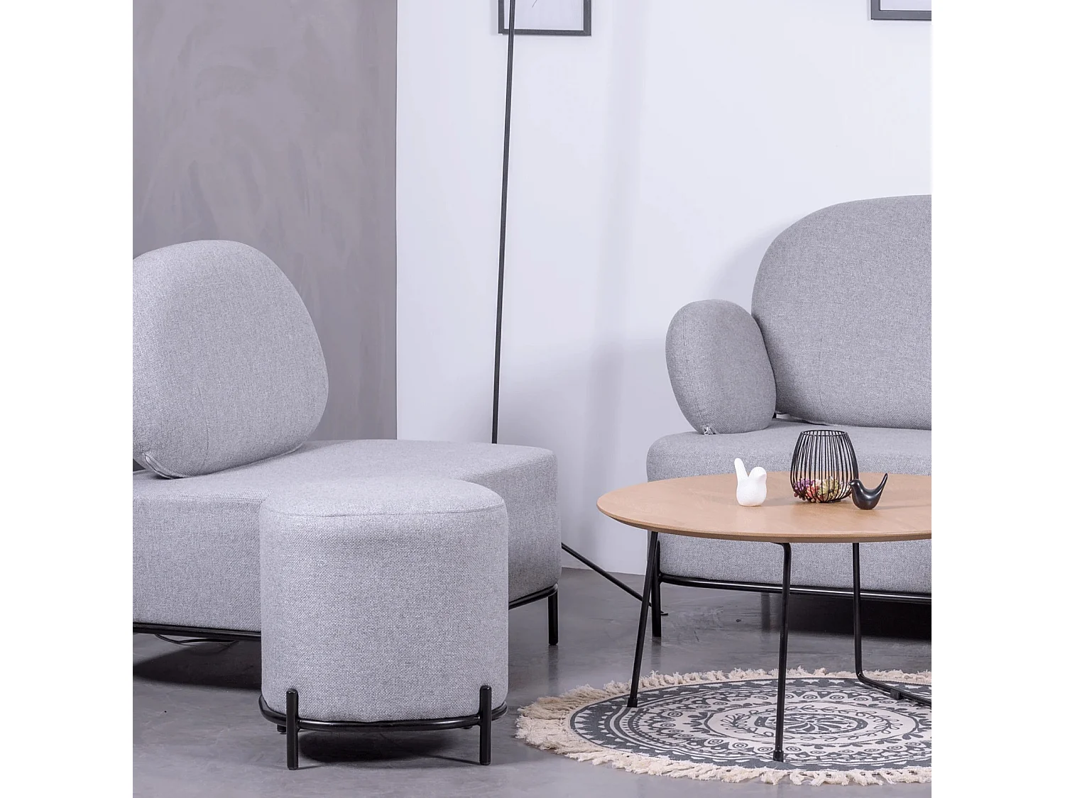 Canapé 1 place au design minimaliste avec accoudoirs - Clair - Gris