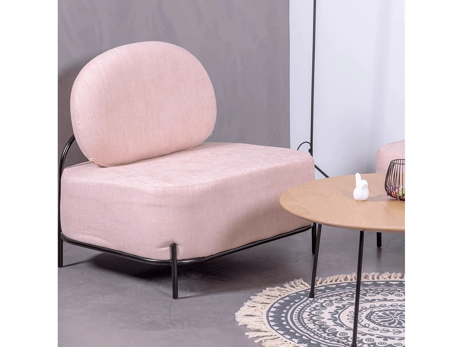 Sofá de 1 plaza de diseño minimalista - Clair - Rosa