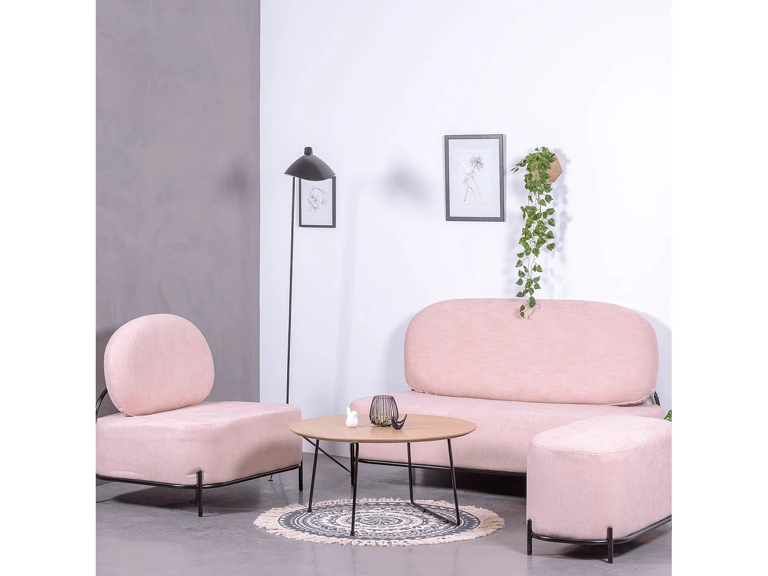 Sofá de 1 plaza de diseño minimalista - Clair - Rosa