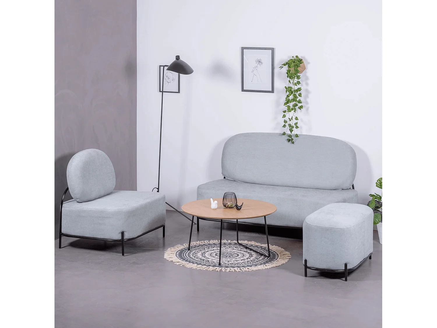 2-zitsbank met een minimalistisch design - Clair - Blauw