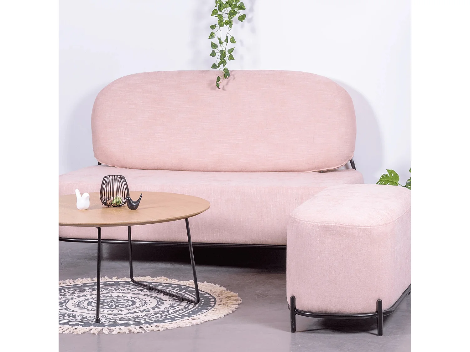 Canapé 2 places au design minimaliste Clair - Rose