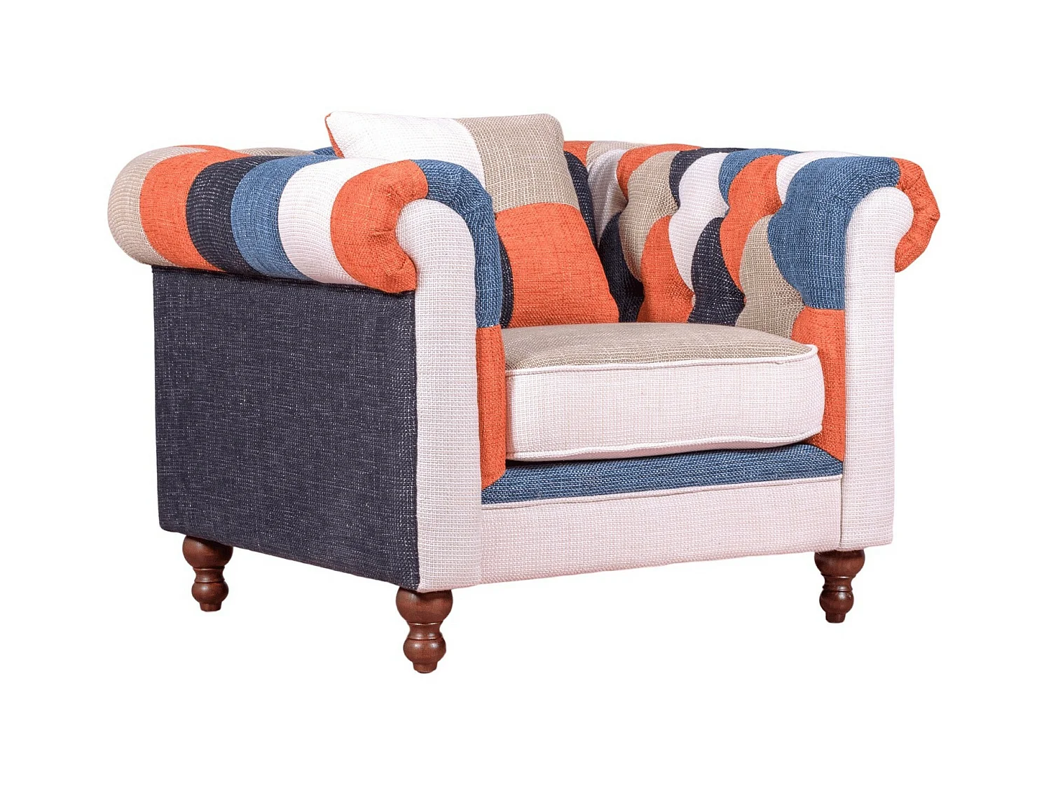 Canapé 1 place tapissé en patchwork - Chesterfield - Patchwork