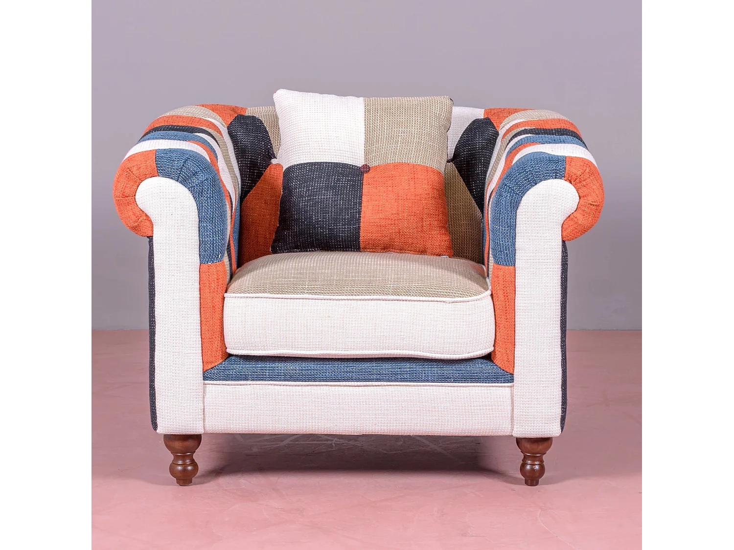 Canapé 1 place tapissé en patchwork - Chesterfield - Patchwork