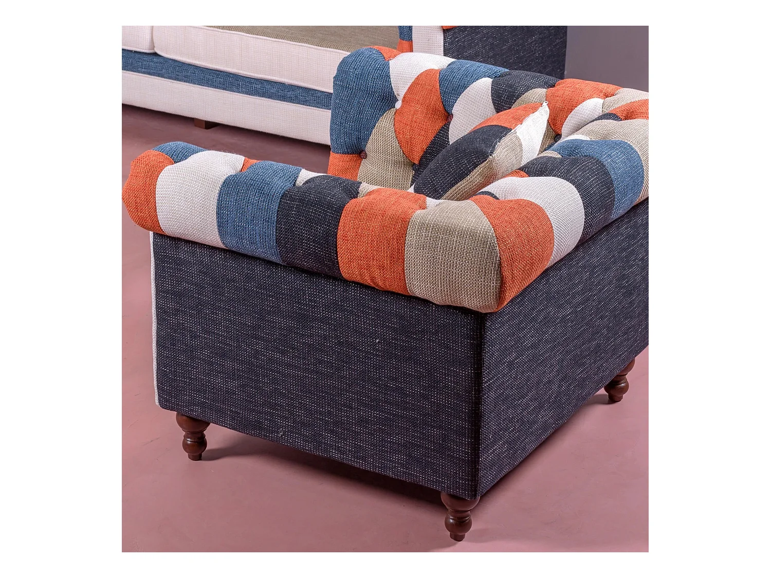 Sofá de 1 plaza tapizado en patchwork - Chesterfield - Patchwork