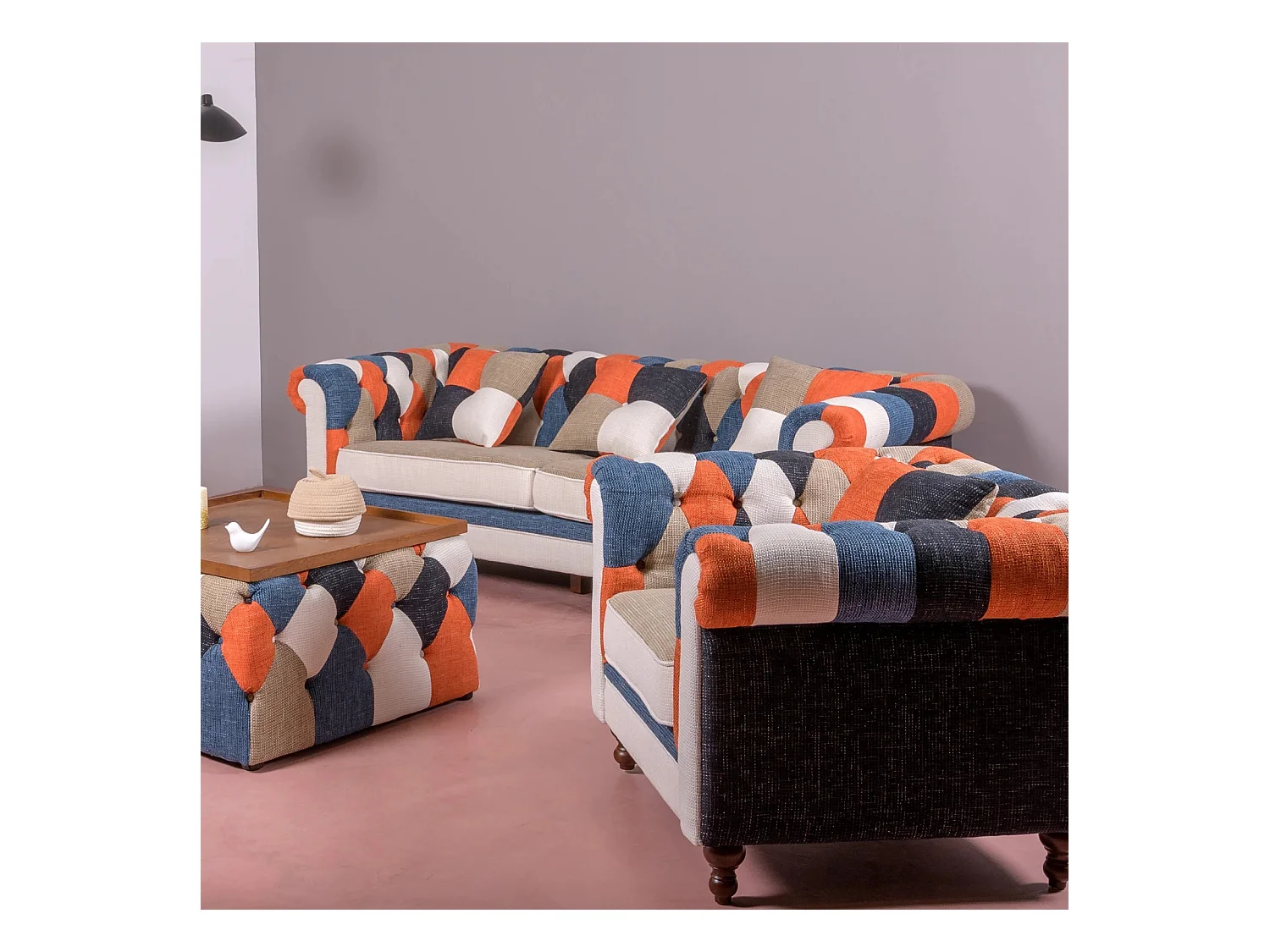 Sofá de 1 plaza tapizado en patchwork - Chesterfield - Patchwork