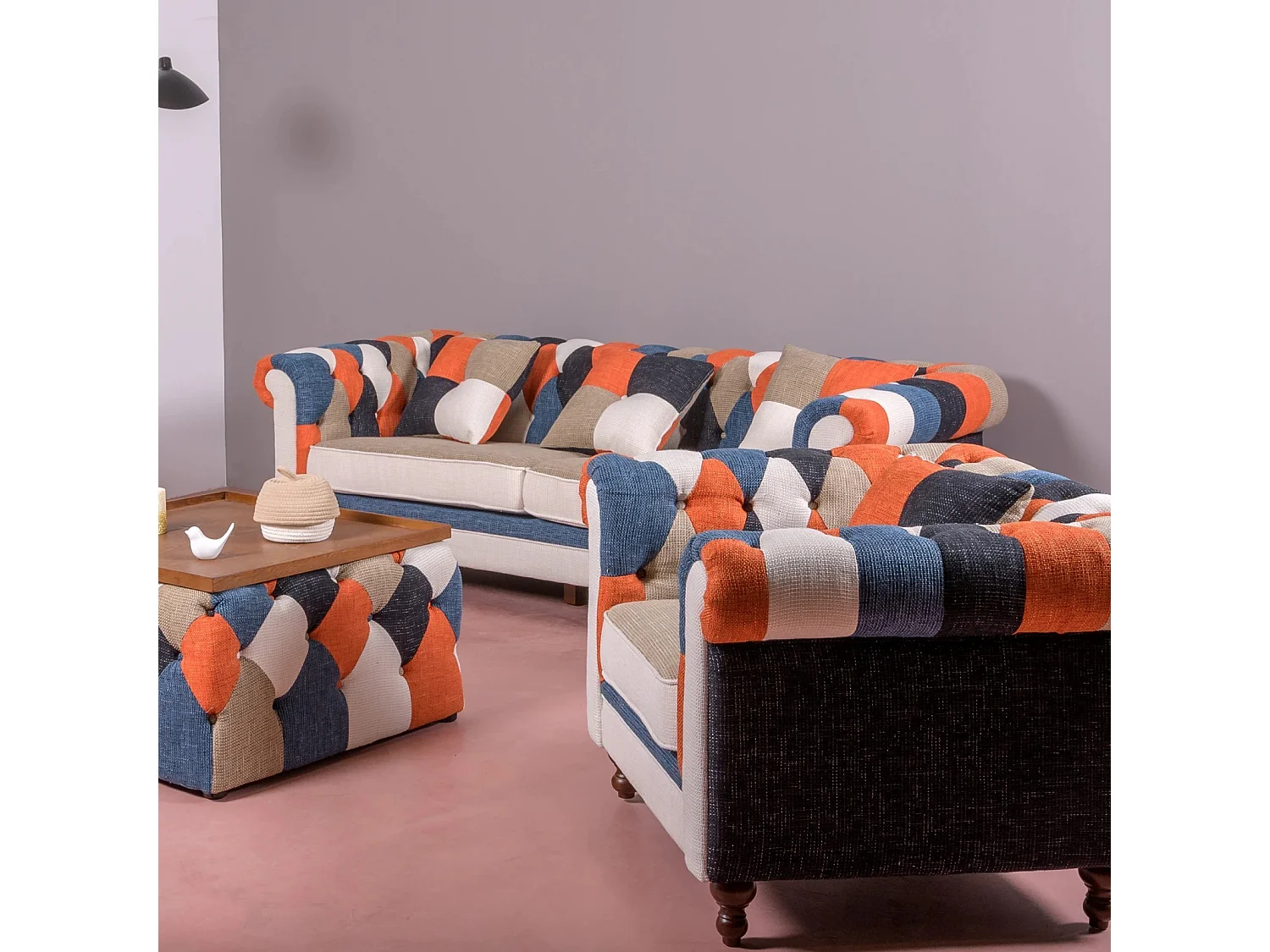 1-zitsbank bekleed met patchwork - Chesterfield - Lapwerk