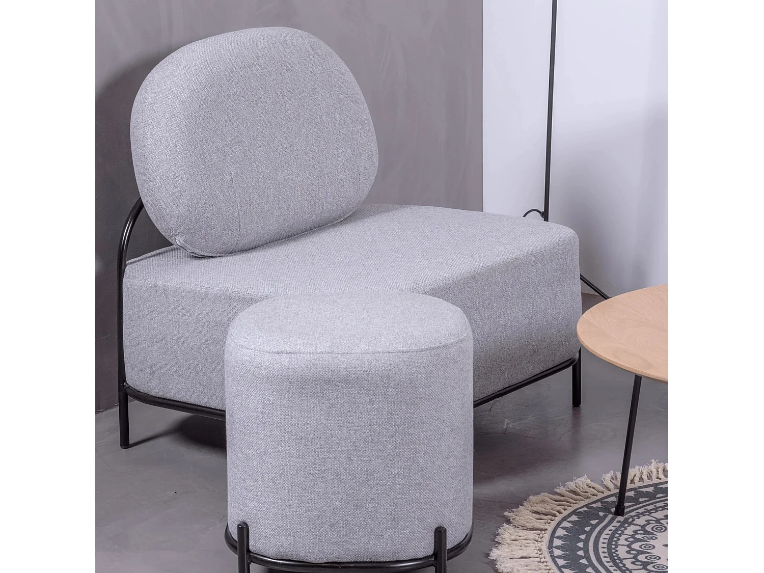 Canapé 1 place au design minimaliste - Clair - Gris