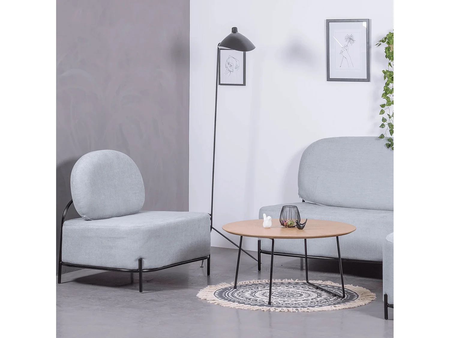 1-Sitzer-Sofa mit minimalistischem Design - Clair - Blau