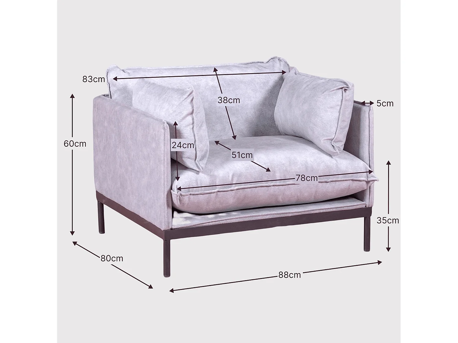 1-Sitzer-Sofa mit Polyesterbezug - Skyline - Grau
