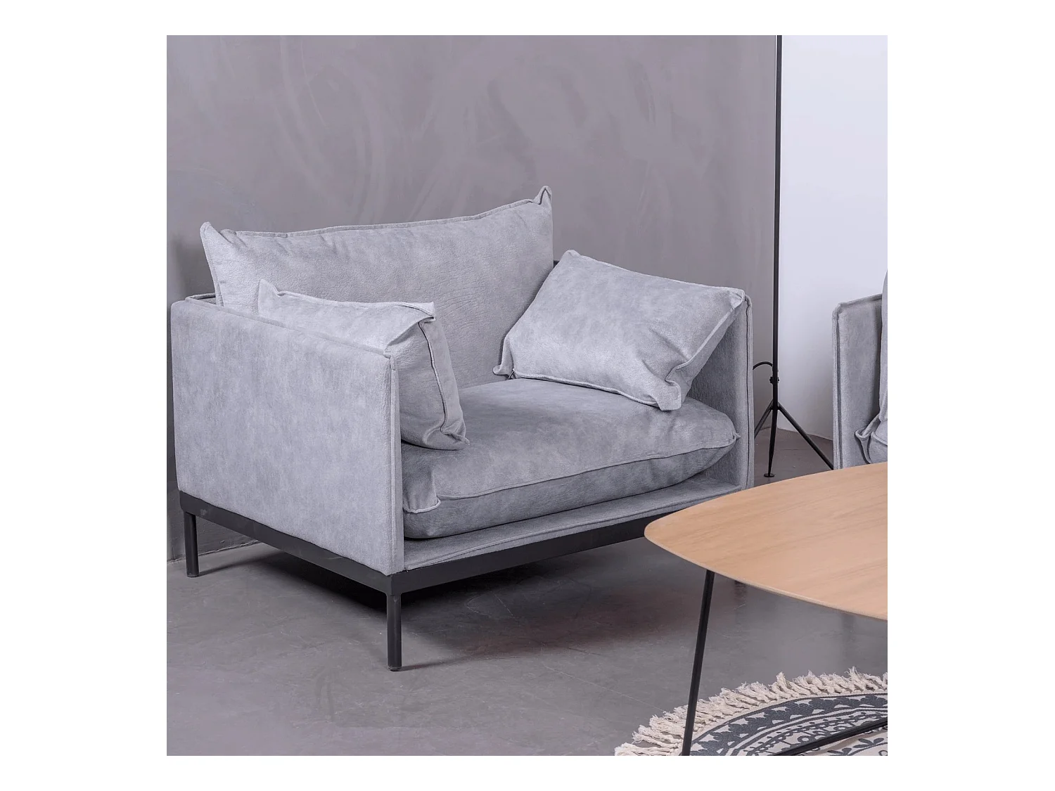 Sofá de 1 plaza tapizado en poliéster - Skyline - Gris