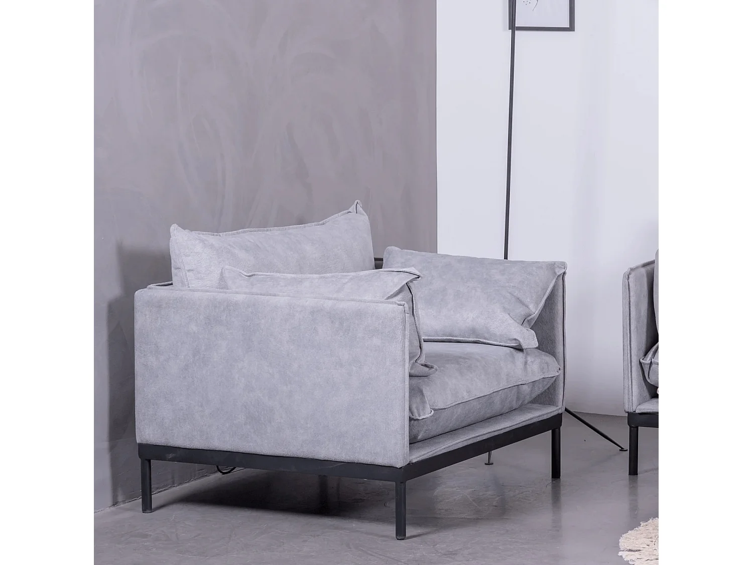 Canapé 1 place recouvert de polyester - Skyline - Gris