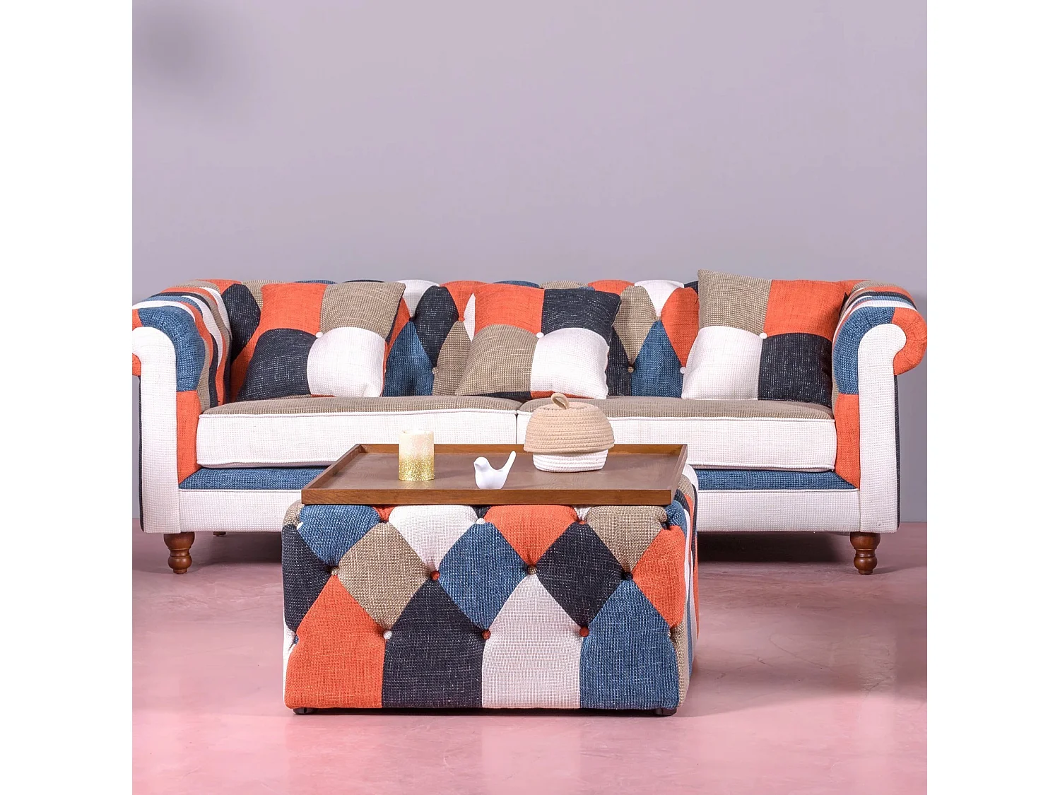 Sofá de 3 plazas tapizado en patchwork - Chesterfield - Patchwork