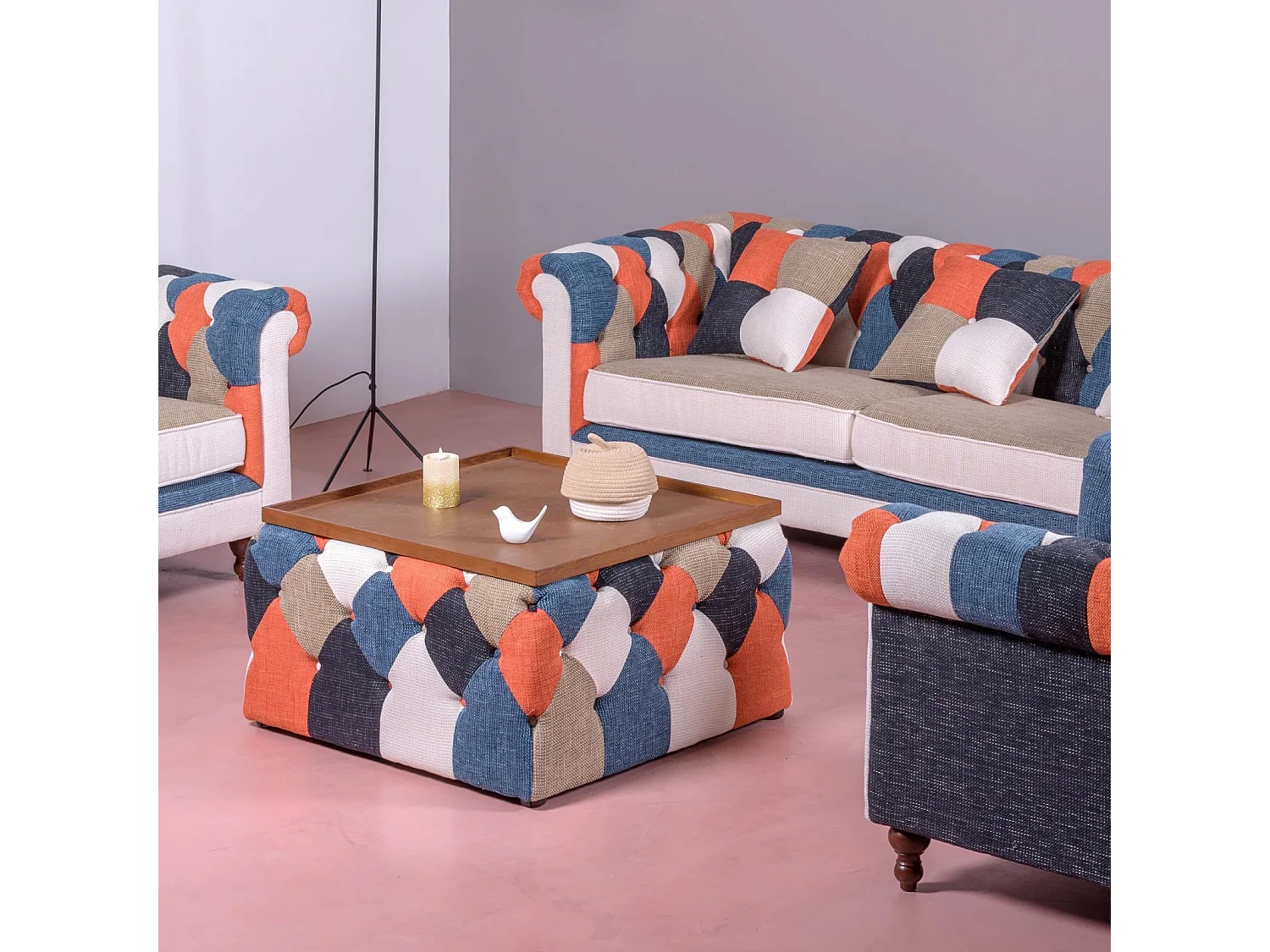 Sofá de 3 plazas tapizado en patchwork - Chesterfield - Patchwork