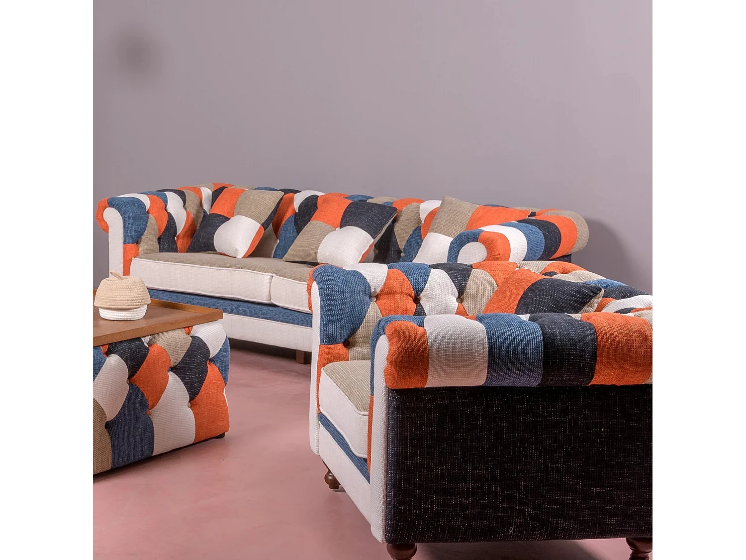 Sofá de 3 plazas tapizado en patchwork - Chesterfield - Patchwork