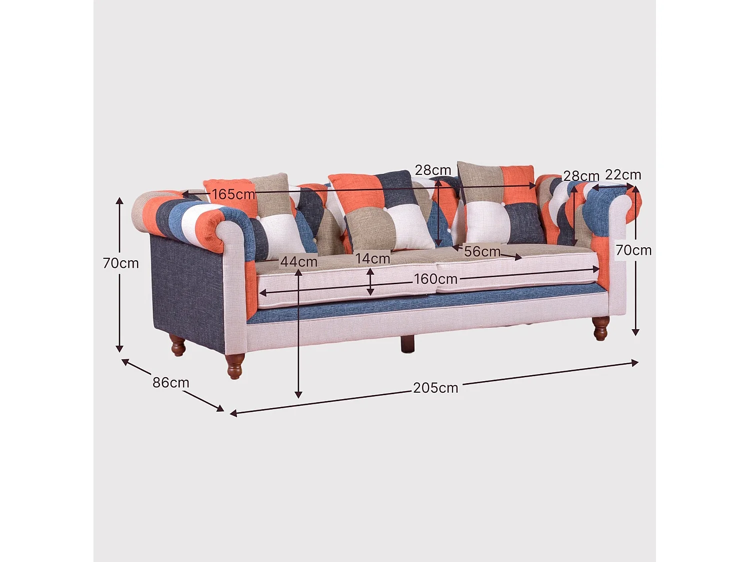 Sofá de 3 plazas tapizado en patchwork - Chesterfield - Patchwork