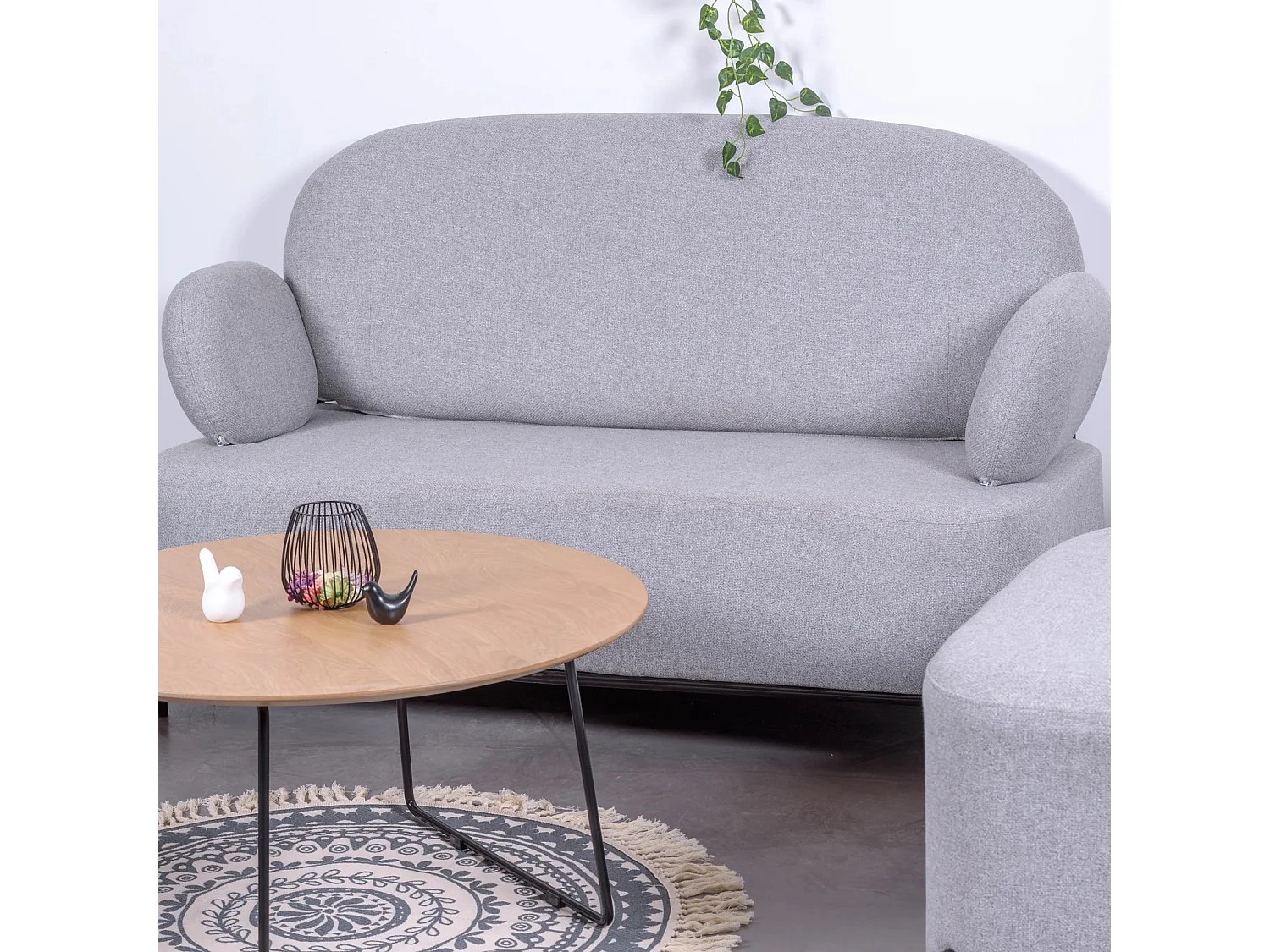 Canapé 2 places au design minimaliste avec accoudoirs - Clair - Gris