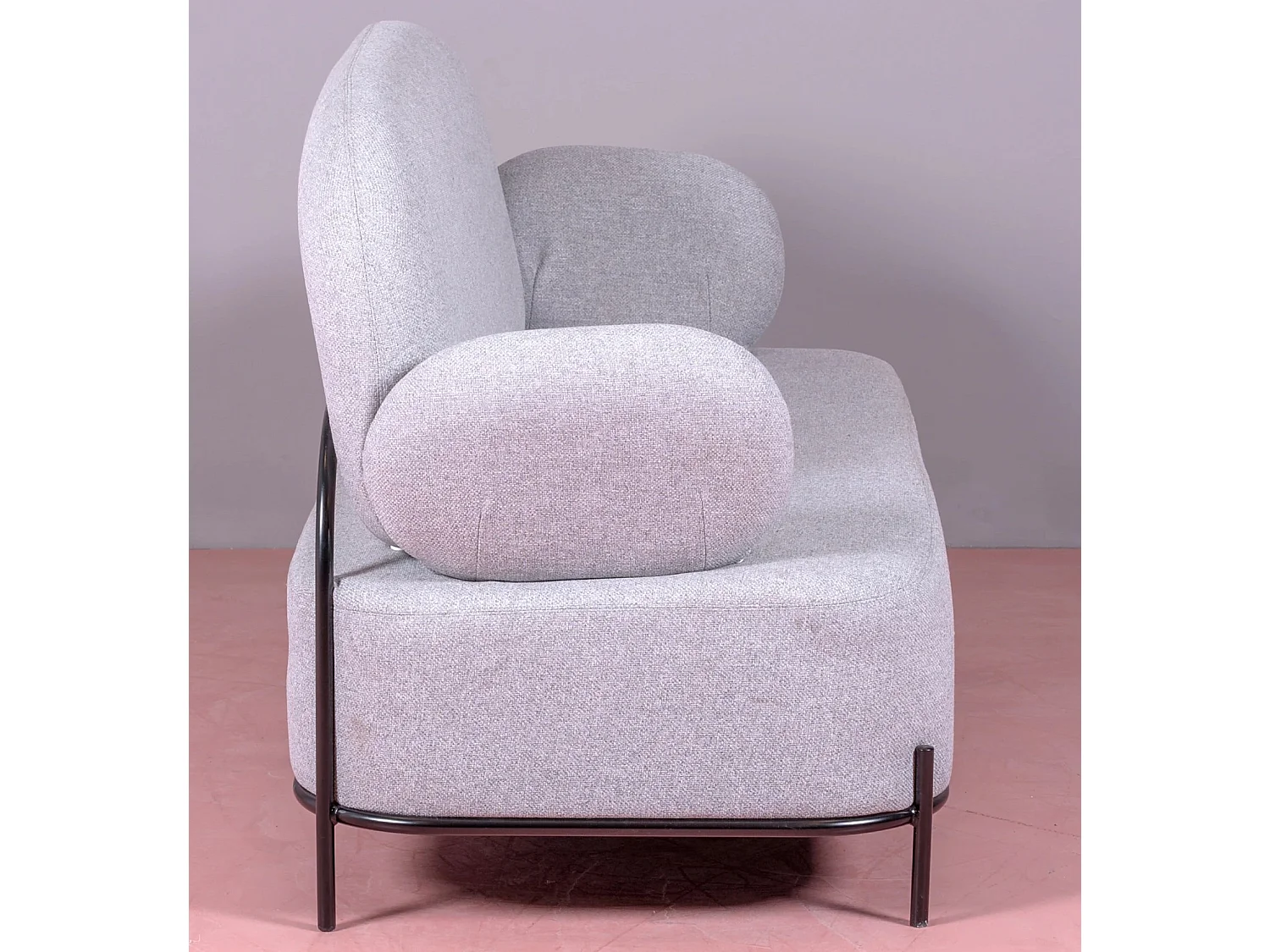 Canapé 2 places au design minimaliste avec accoudoirs - Clair - Gris