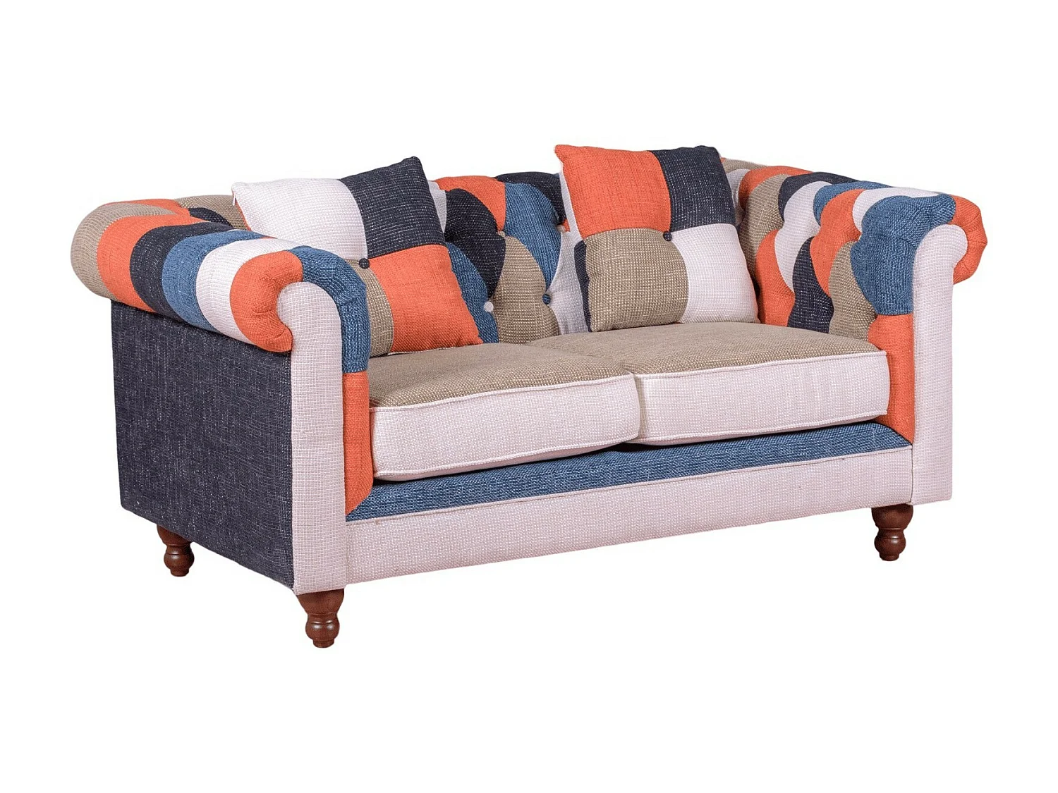Sofá de 2 plazas tapizado en patchwork - Chesterfield - Patchwork