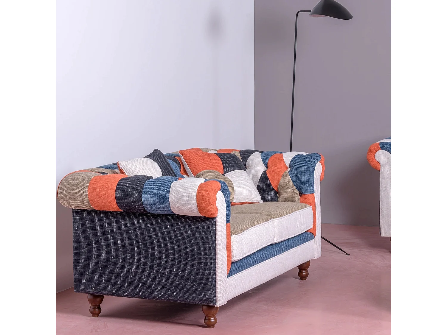 Sofá de 2 plazas tapizado en patchwork - Chesterfield - Patchwork