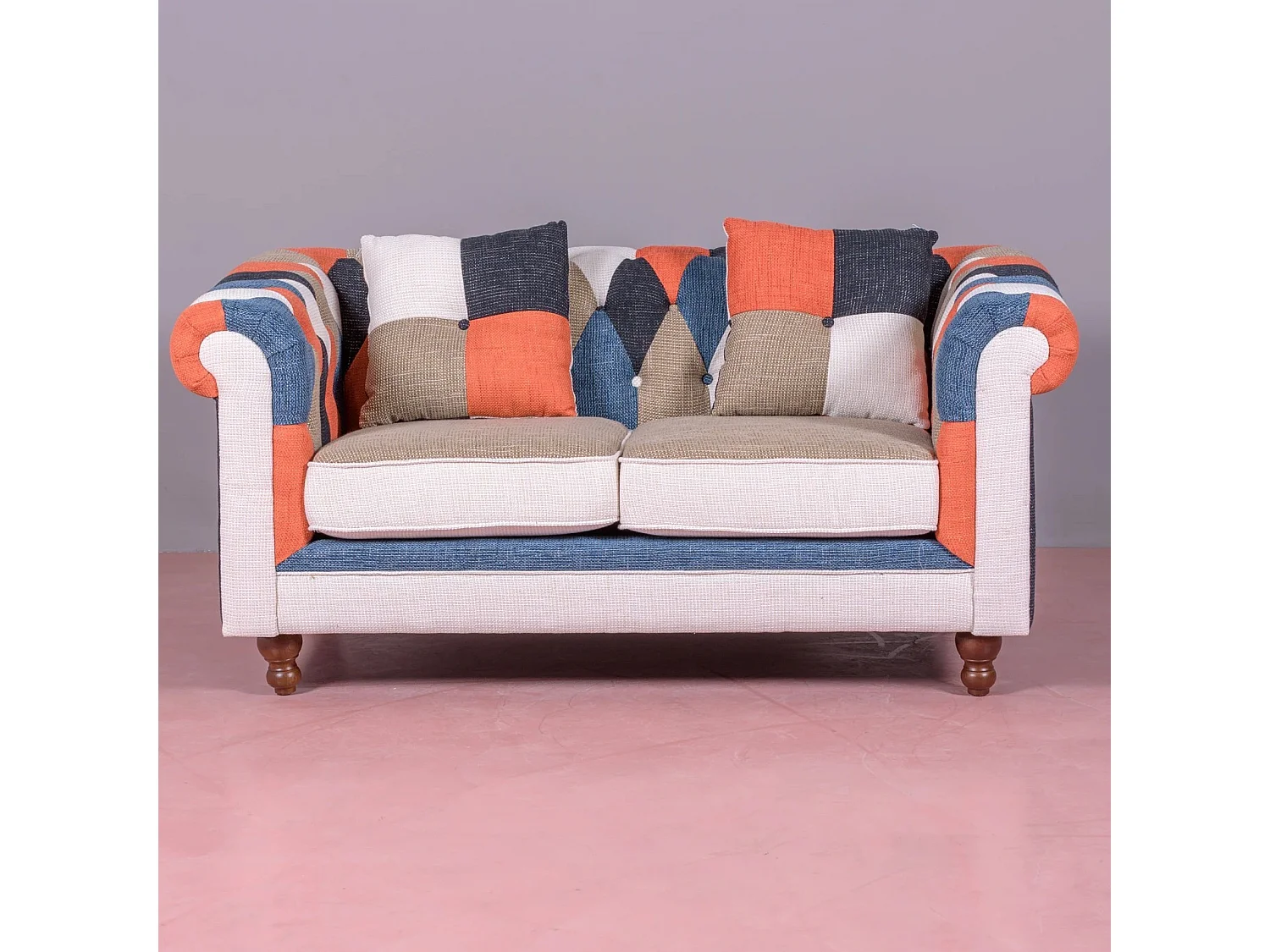 Sofá de 2 plazas tapizado en patchwork - Chesterfield - Patchwork