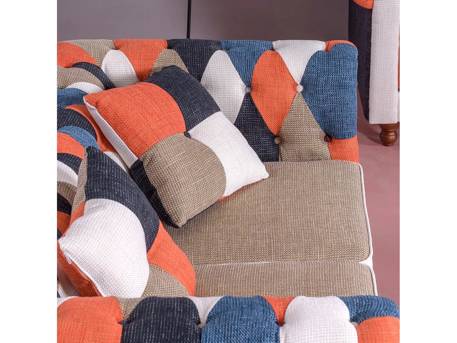 Sofá de 2 plazas tapizado en patchwork - Chesterfield - Patchwork
