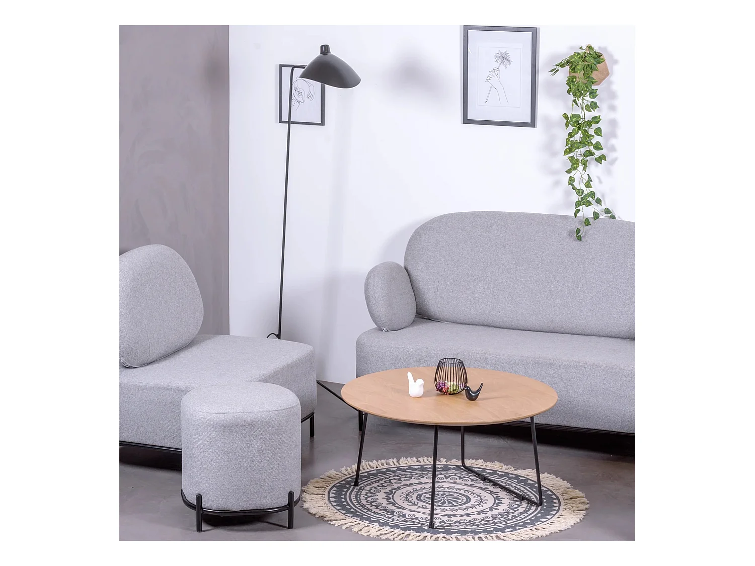 Canapé 2 places au design minimaliste Clair - Gris