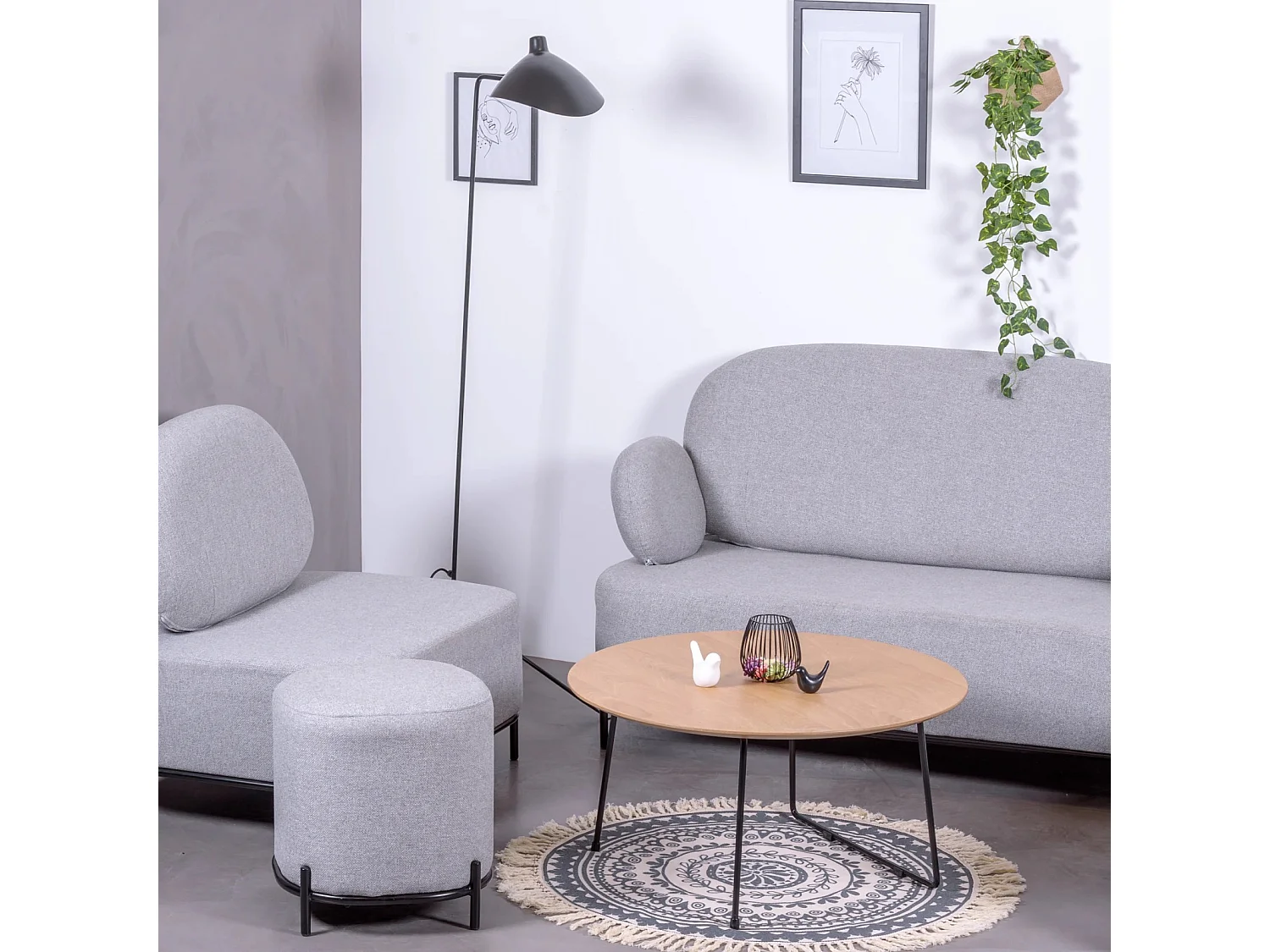 Canapé 2 places au design minimaliste Clair - Gris