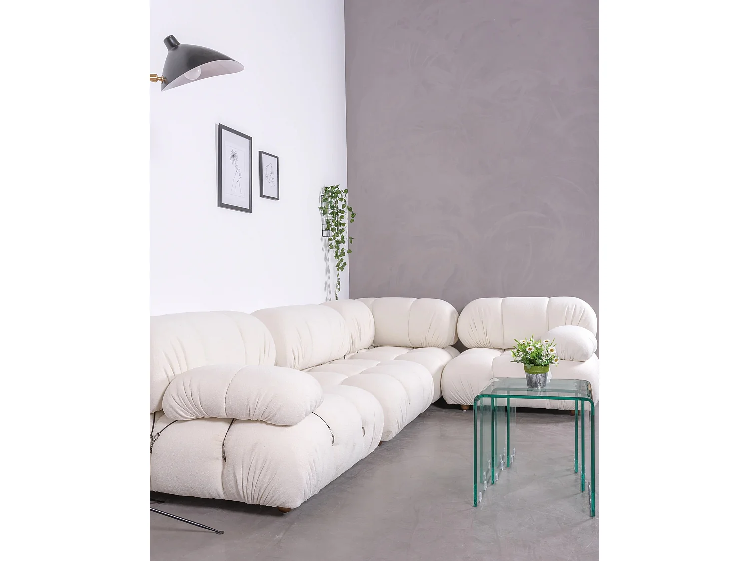 4-delige "L"-vormige modulaire bank - Laurel - Wit