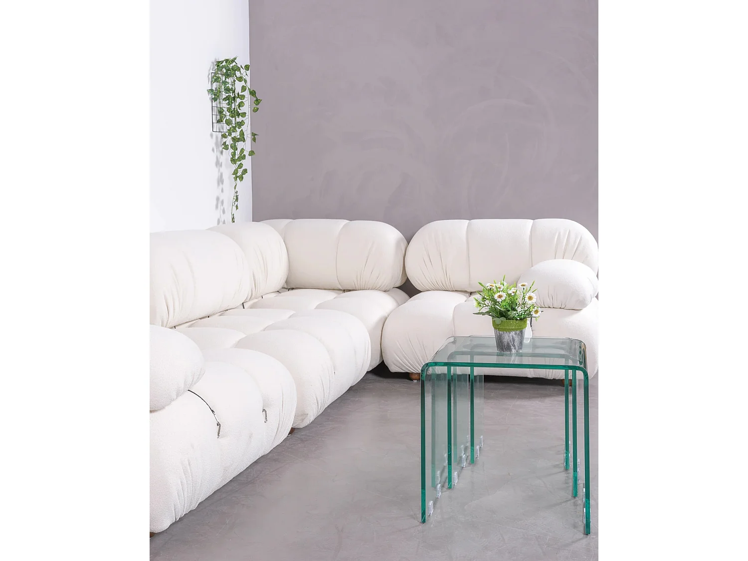 4-delige "L"-vormige modulaire bank - Laurel - Wit