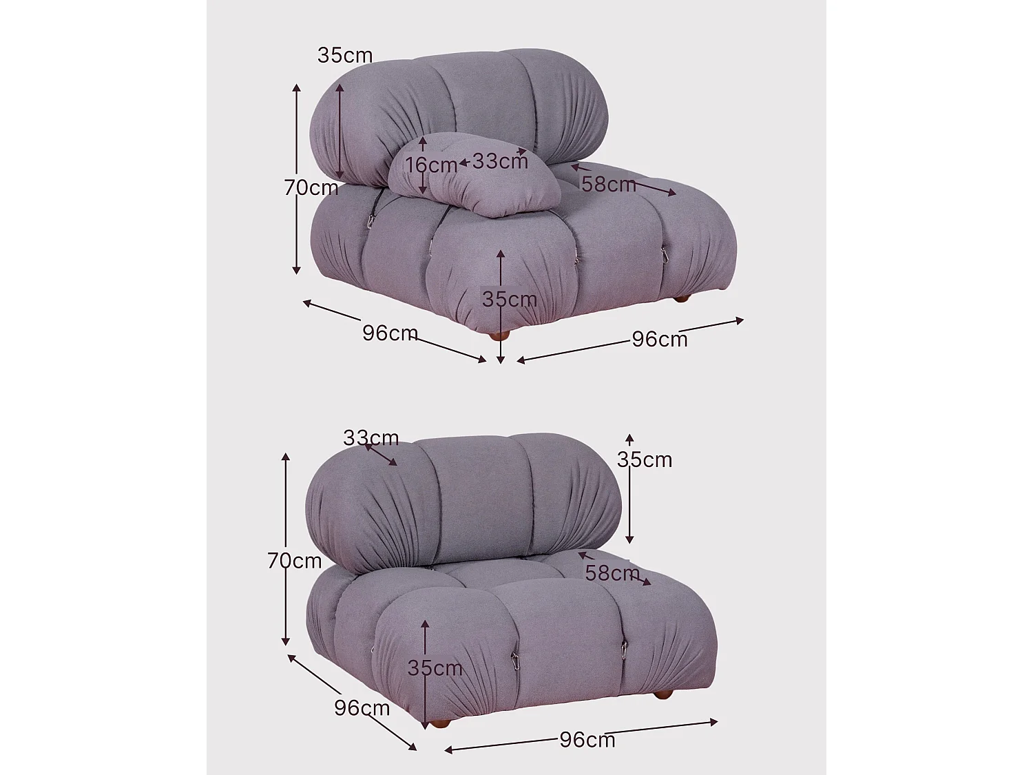 4-delige modulaire bank bekleed met bouclé - Laurel - Wit